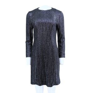 Galvan London Long Sleeved Navy Blue Sequin Shift Dress